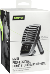 MV51-DIG Shure Micro statique USB Cardioïde sur table 24-bits 48 kHz pour podcast et prise de son