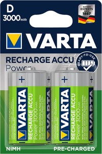 Lot de 2 Piles 1.2V rechargeable NIMH Varta 3000mAh LR20