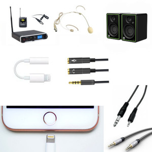 Pack audio conférence micro serre tête sport sans fil et enceintes home sans fil pour apple lightning