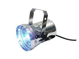 Projecteur Par 36 chromé sans lampe et sans prise pour installation fixe