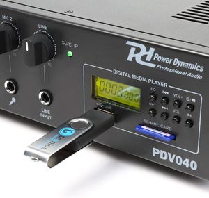 PDV040 Power Dynamics Amplificateur public adress 40w 100V avec lecteur multimédia