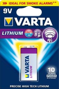 Pile 9V Lithium Varta 6F22 1,2 ah