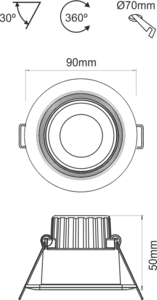 Plafonnier led Beneito et faure compac R 230V 8W 4000K IP44 Dimmable