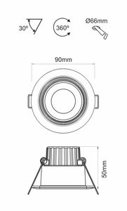 Plafonnier led Beneito et faure compac R 230V 8W 3000K IP44 Dimmable