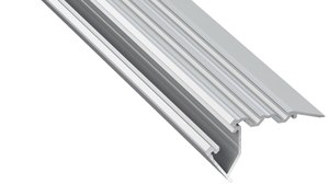 Profilé pour nez de marche d'escalier type scala gris anodisé pour ruban led 2m