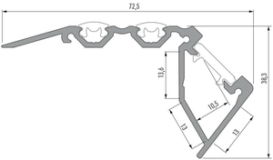 Profilé pour nez de marche d'escalier type scala gris anodisé pour ruban led 2m