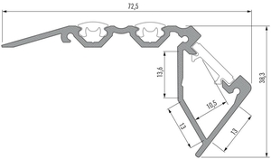 Profilé pour nez de marche d'escalier type scala noir anodisé pour ruban led 2m