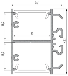 Profilé aluminium double face DOPIO gris alu longueur 2m