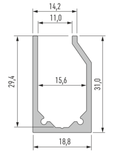 Profilé aluminium ruban led Type l10 pour plaques verre ou plexiglass 10mm barre de 2m