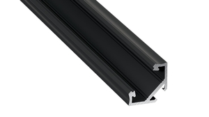 Profilé aluminium 2m angle noir pour ruban LED cache noir opaque