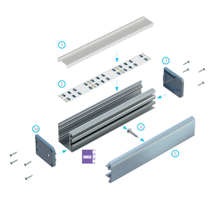 Profilé aluminium pour ruban led double UNICO blanc laqué longueur 2m