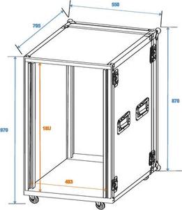 Flight case Rack 18U profondeur 57cm épaisseur 9mm sur roulettes