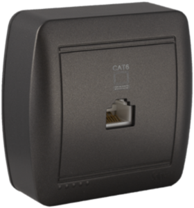 Embase RJ45 cat-6 à monter en saillie graphite
