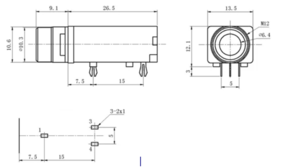 Embase Jack stereo femelle 6.35mm pour façade