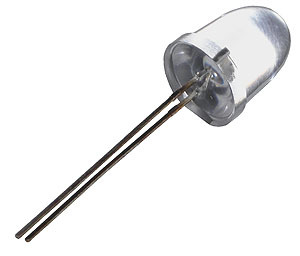 LED Verte 10mm transparente, Traversant, 20 mA, 3.2 V, 525 nm