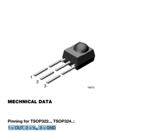 TSOP32238 Récepteur infrarouge intégré; 38kHz; 90°; 2,5÷5,5V