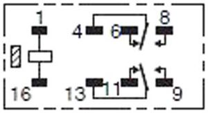Relai 12V à bascule et voies séparées traversant 24Vdc 2A