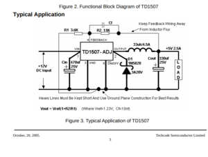 Régulateur de Tension TD1507 TR - Vout 1,23-34V - 2,5A - 150KHz TO252-5L