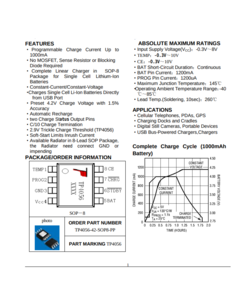 Gestion de charge batterie Lithium-ion 1A TP4056 SOIC-8