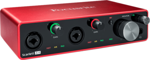 Focusrite Scarlett3 4i4 interface audio USB-C midi 4 entrées 4 sorties