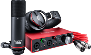 Pack FocusRite Scarlett3-Studio carte son 2 entrées + micro + casque et câble