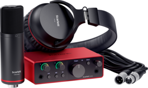 SCARLETT4 Solo Studio Focusrite - Pack Carte son 2 entrées 2 sorties 192KHz + micro statique + casque studio