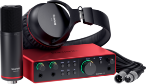 SCARLETT4 Studio Focusrite - Pack Carte son Scarlett4 2i2, 2 entrées 2 sorties 192KHz + micro statique + casque studio