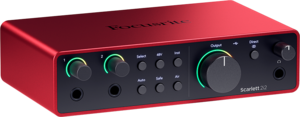 SCARLETT4 Studio Focusrite - Pack Carte son Scarlett4 2i2, 2 entrées 2 sorties 192KHz + micro statique + casque studio