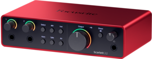 SCARLETT4 Studio Focusrite - Pack Carte son Scarlett4 2i2, 2 entrées 2 sorties 192KHz + micro statique + casque studio