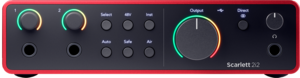 SCARLETT4 Studio Focusrite - Pack Carte son Scarlett4 2i2, 2 entrées 2 sorties 192KHz + micro statique + casque studio