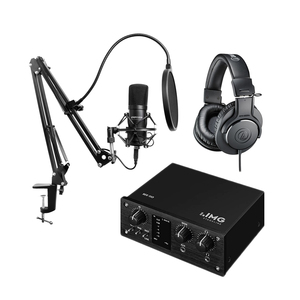 Pack Studio avec pied de micro, micro XLR, carte son et casque pour enregistrements