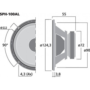 Haut parleur de médium Hi-Fi 4 pouces 40w sous 8 Ohms