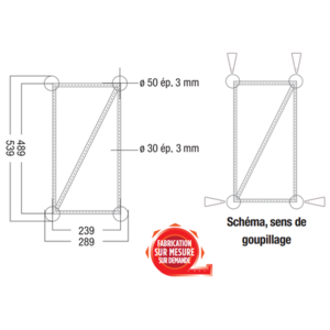 Structure rectangulaire 540x290 mm longueur 1m - SR503100 ASD