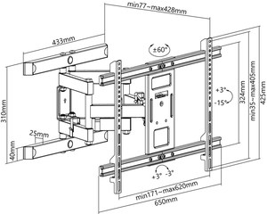 Support écran mural de 37 à 70 pouces orientable double