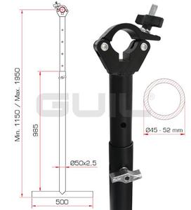 Guil TTL-02 Suspension en T télescopique noire ajustable 1150 à 1950mm