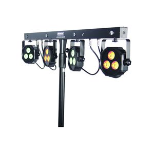 Pack de 4 projecteurs leds power lighting sur pied avec pédalier télécommande sans fil et housse