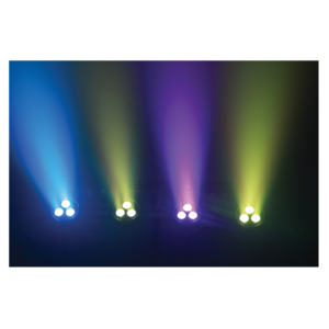 Pack de 4 projecteurs leds power lighting sur pied avec pédalier télécommande sans fil et housse