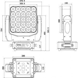 Lyre Panel matrix Briteq Wizard5X5 25 leds 15W RGBW rotation pan et tilt infinie dmx et artnet