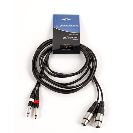 Image principale du produit cable 2 XLR Femelle vers 2 JACK 6.35 mâle mono 3m noir