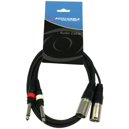 Image principale du produit cable 2 XLR mâle vers 2 JACK 6.35 mâle mono 3m noir