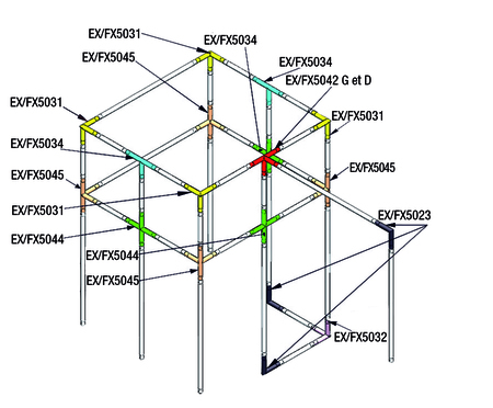 Image nº3 du produit Structure Tube ASD - 57EX5022 / Angle 2 départs horizontal 90° - longueur 0,25 x 0,25 m