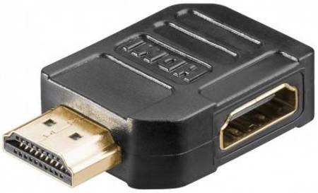Image principale du produit Adaptateur HDMI Mâle femelle d'angle gauche doré