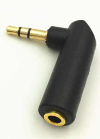 Image principale du produit Adaptateur mini jack 3.5mm coudé vers mini jack 3.5mm coudé stéréo doré