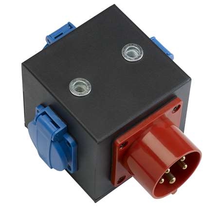 Image principale du produit Boitier d'alimentation 1 P17 CEE 16A 5 broches vers 3 pc type shucko