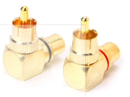 Image secondaire du produit Lot de 2 adaptateurs RCA coudés dorés