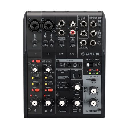 Image principale du produit AG06 MK2 noire Yamaha console USB de streaming 6 canaux