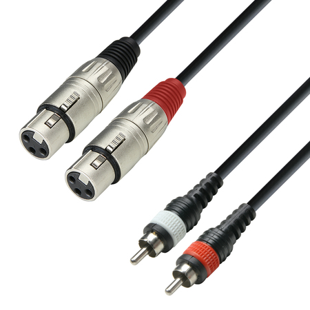 Image principale du produit Câble audio moulé 2 x RCA mâle vers 2 x XLR femelle, 1m