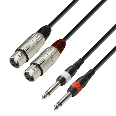 Image principale du produit Adam Hall Cables K3 TFP 0300 - Cable 2 x XLR female to 2 x 6,3 mm mono Jack male, 3m