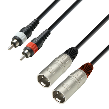 Image principale du produit Adam Hall Cables K3 TMC 0600 - Audio Cable moulded 2 x RCA male to 2 x XLR male, 6m