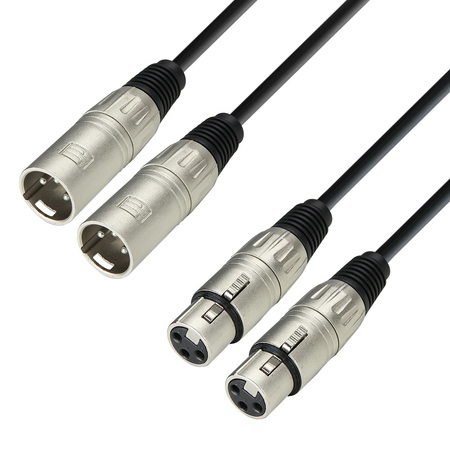 Image principale du produit Câble audio 2 x XLR mâles vers 2 x XLR femelle, 1m